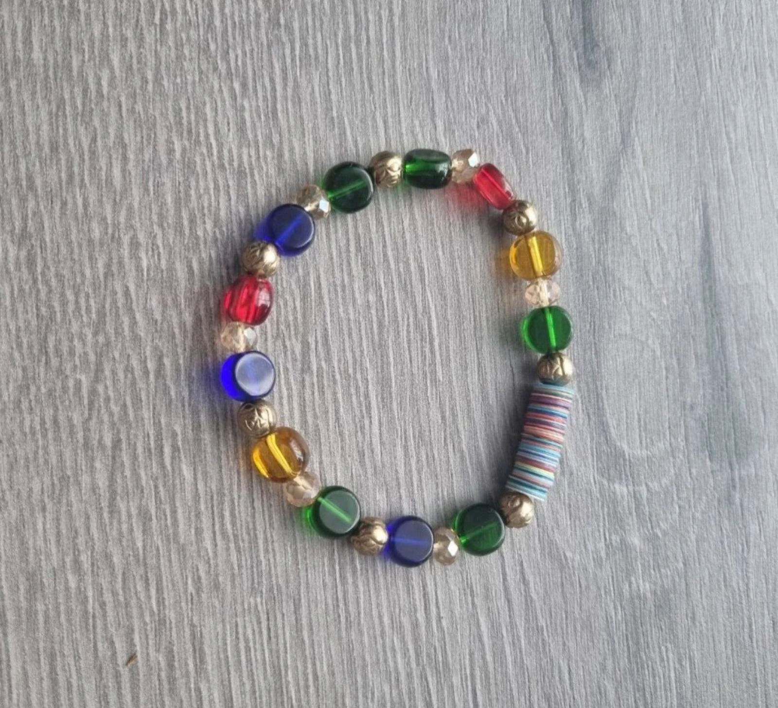 Bracelet coloré à perles avec perles de verre & Katsuki / Perles à disque – Boho / Été – photo 3